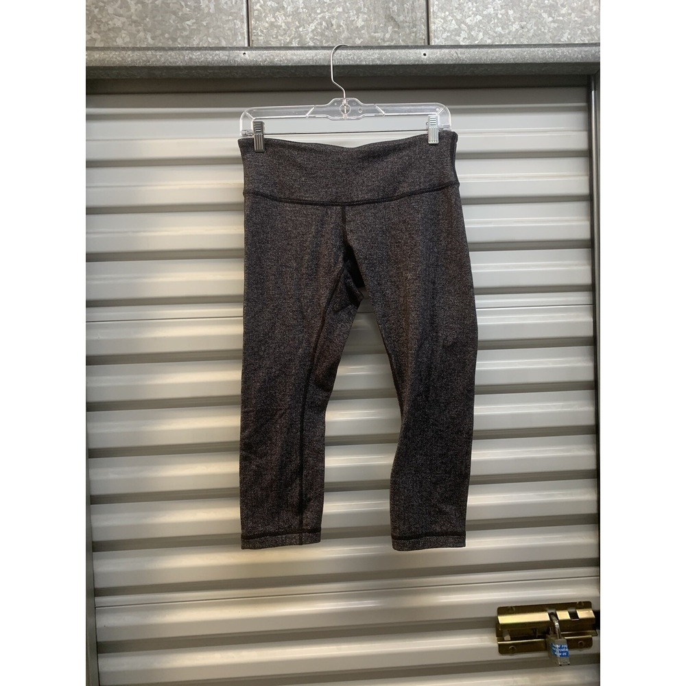 Lululemon Wunder Under Hi Rise Leggings Womens 8 Black Herringbone Heathers
